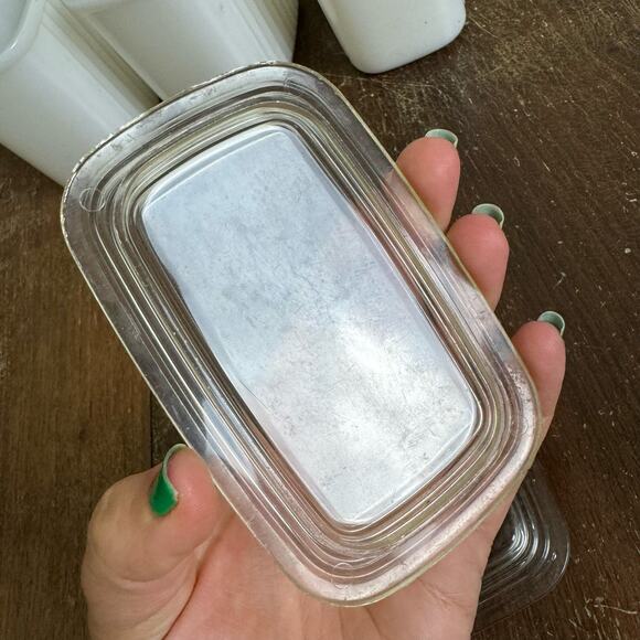 Set of 3 Hazel Atlas white milk glass Refrigerator containers with lids - Picture 7 of 13